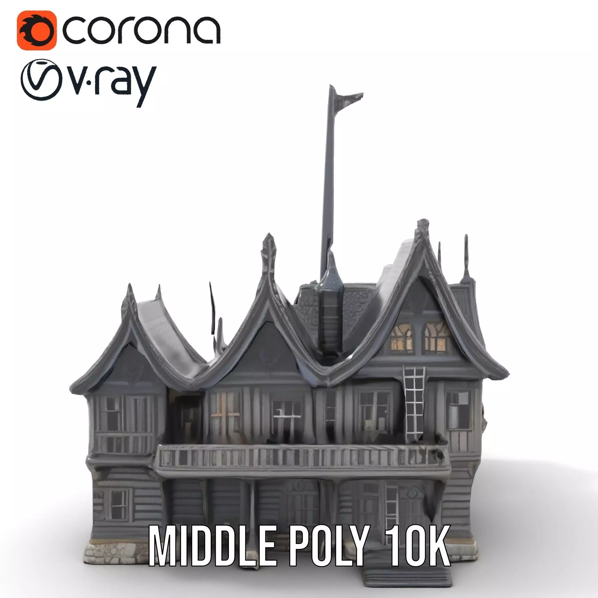 Gothic Mansion model pack Low-poly 3D model_5