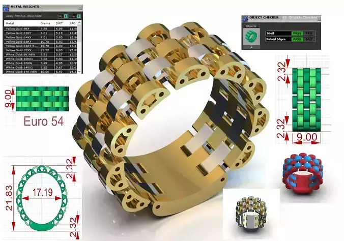 Mens Gold stl 3dm Ring Model ror0059