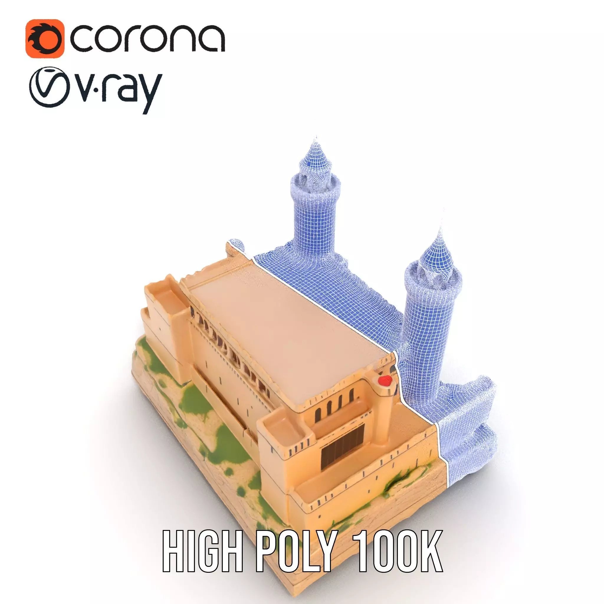 Majestic Castle Fortress model pack Low-poly 3D model_34