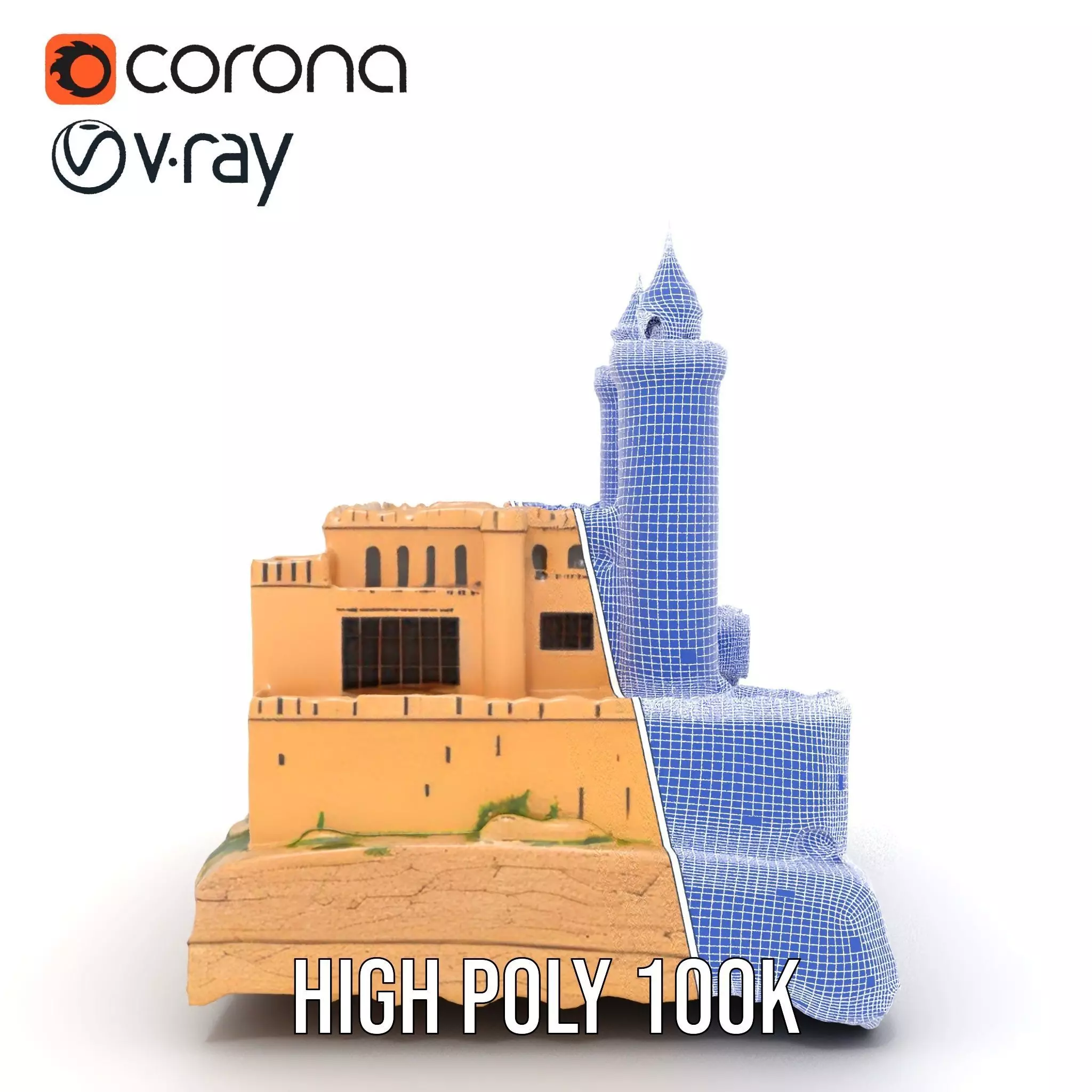 Majestic Castle Fortress model pack Low-poly 3D model_33