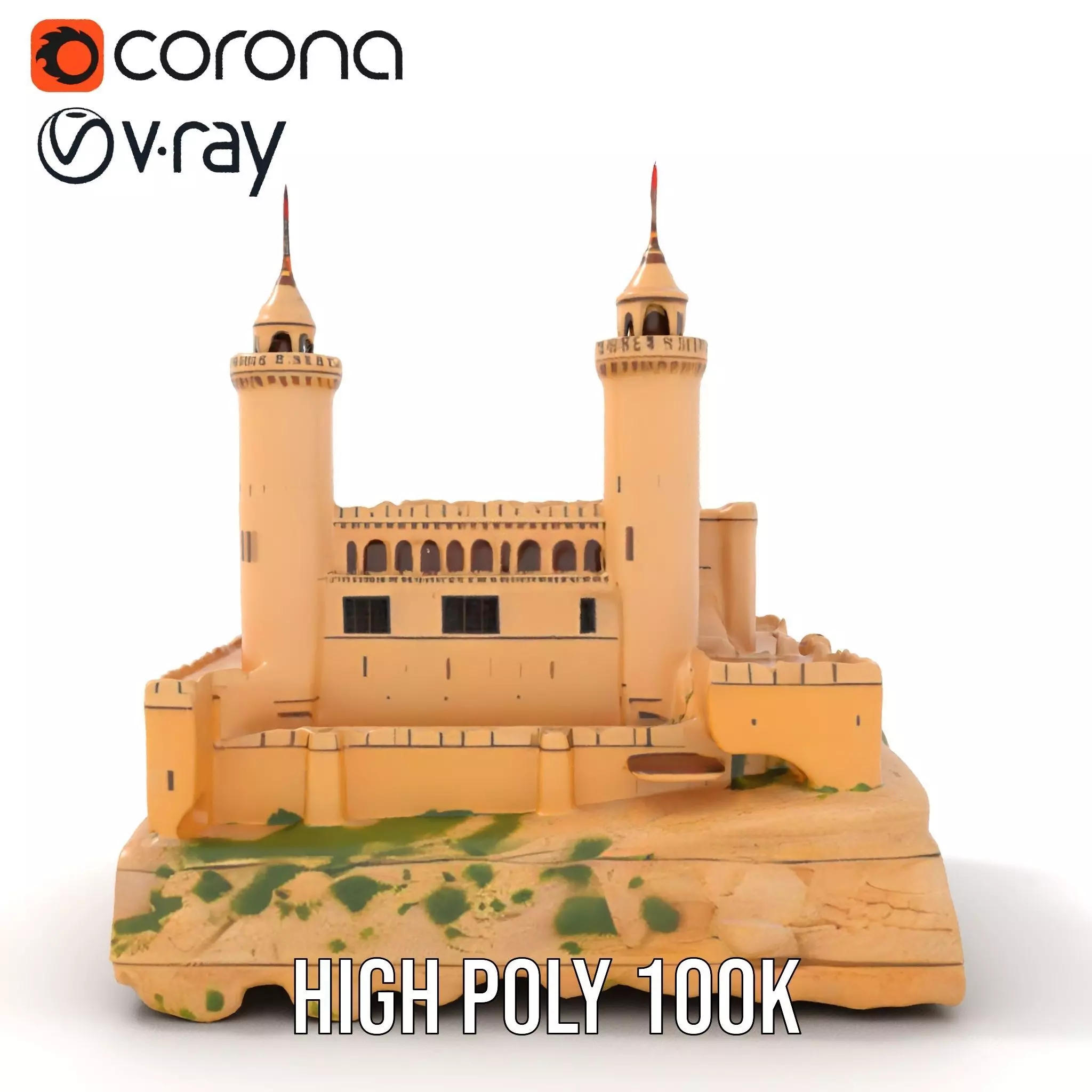 Majestic Castle Fortress model pack Low-poly 3D model_31
