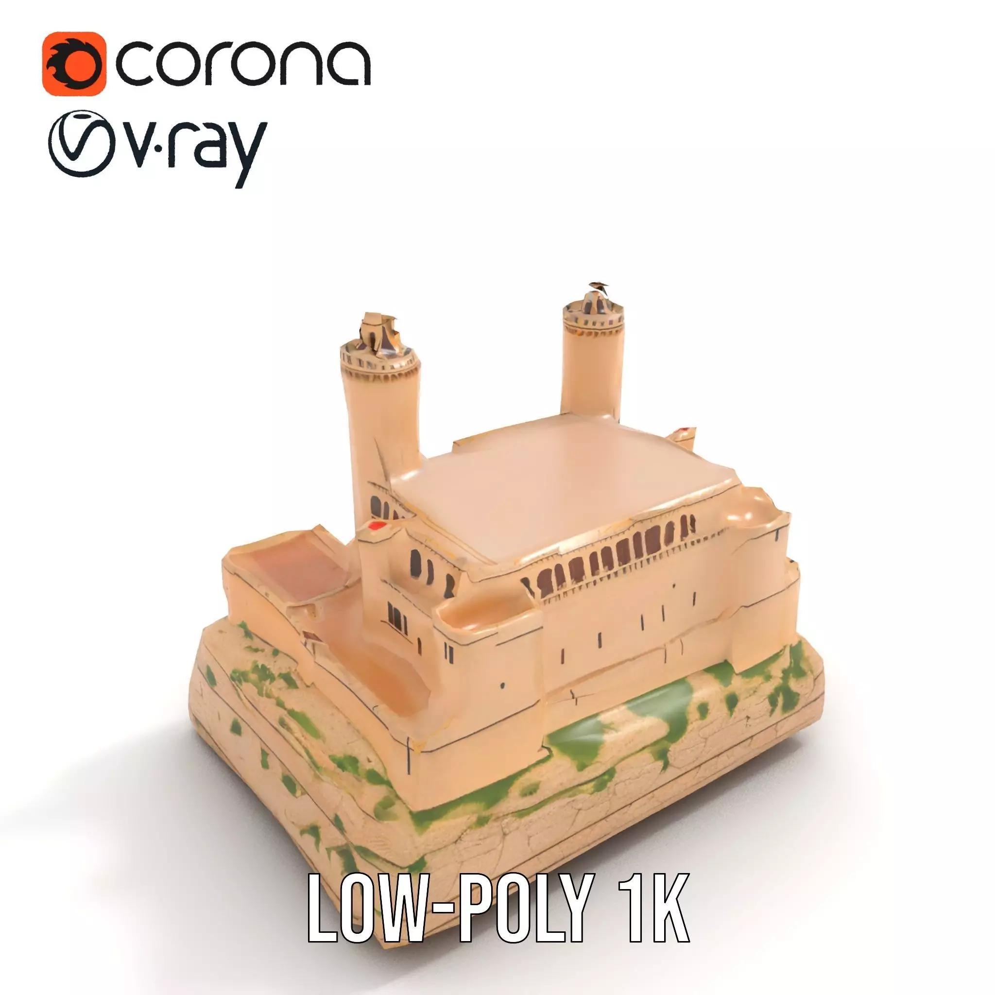 Majestic Castle Fortress model pack Low-poly 3D model_12