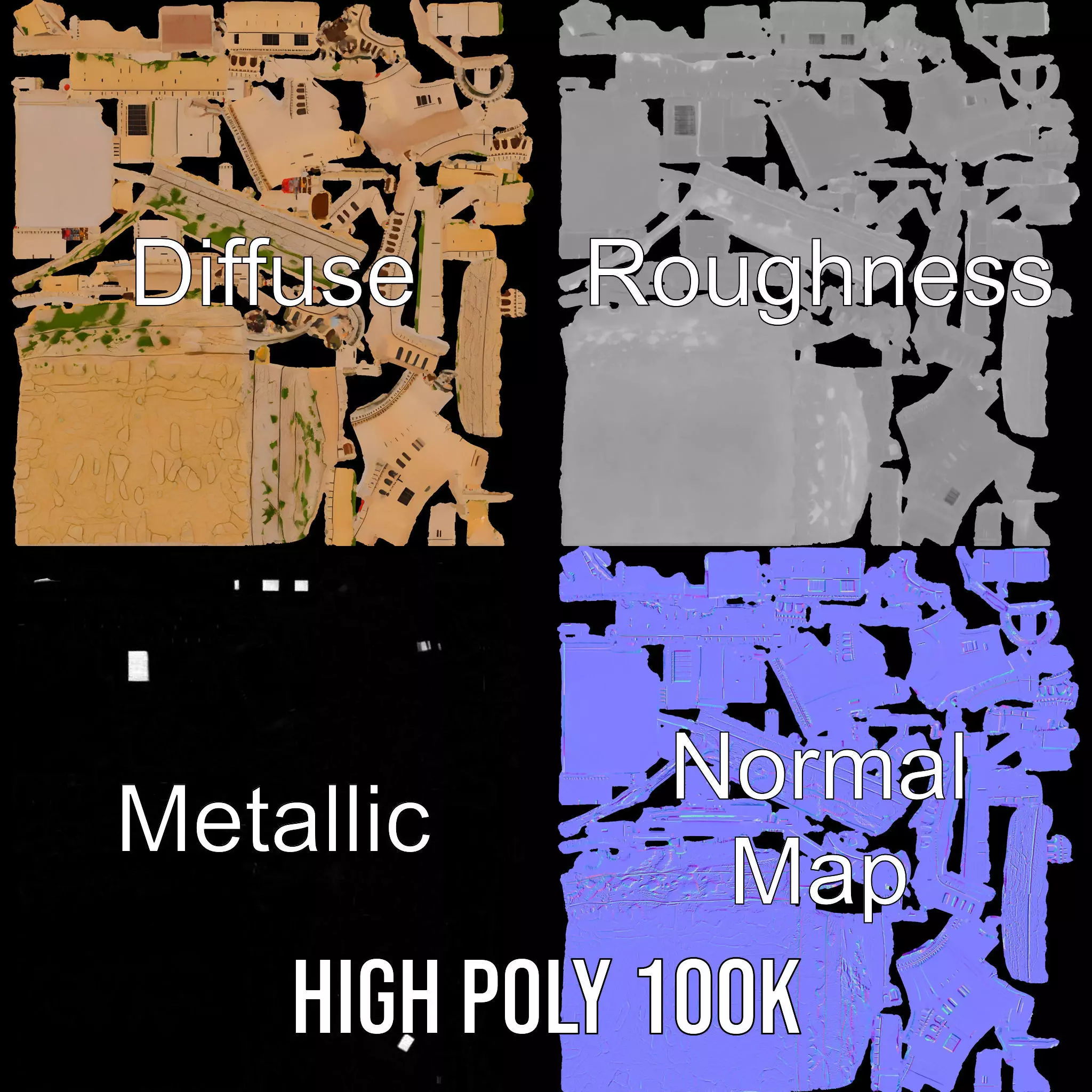 Majestic Castle Fortress model pack Low-poly 3D model_3