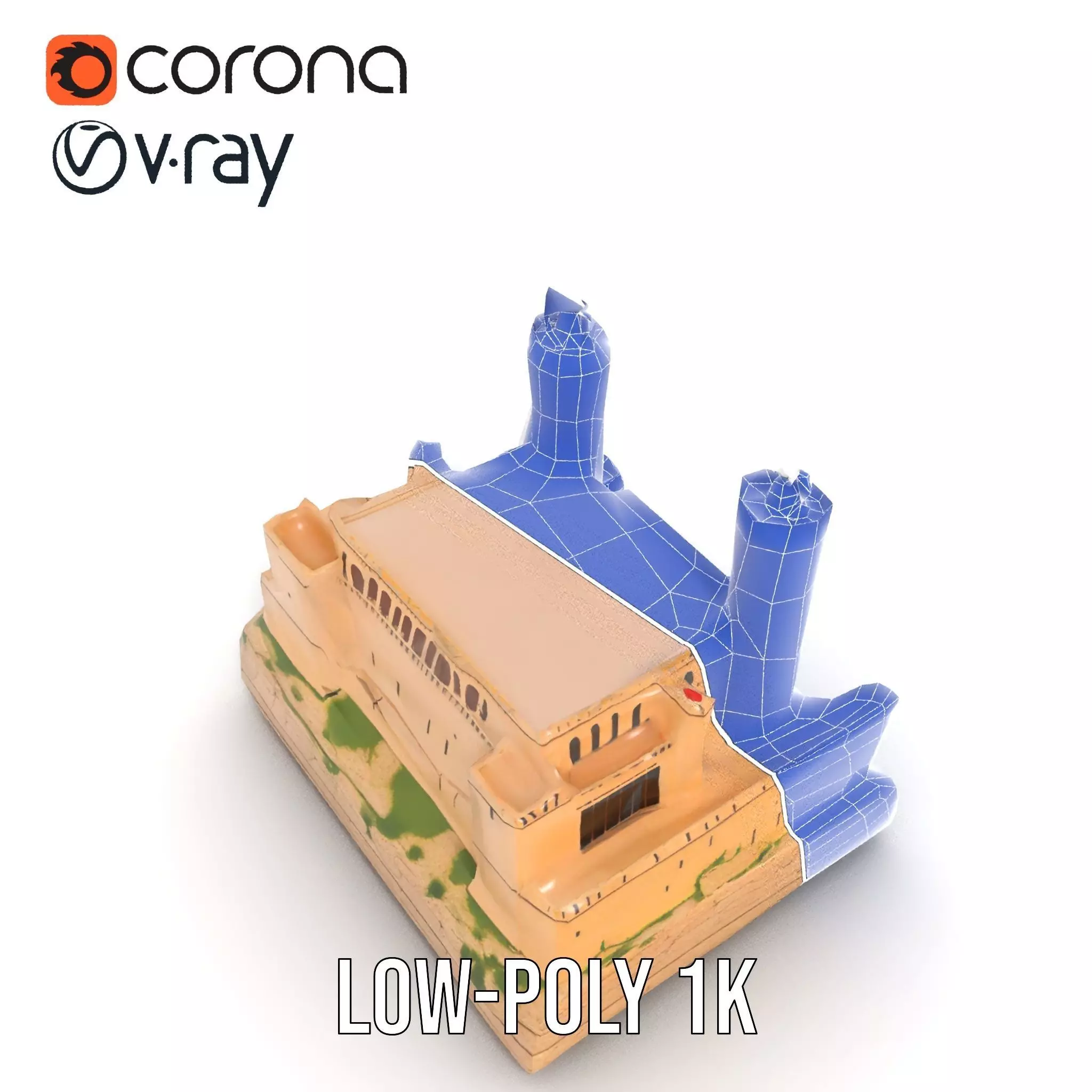 Majestic Castle Fortress model pack Low-poly 3D model_16