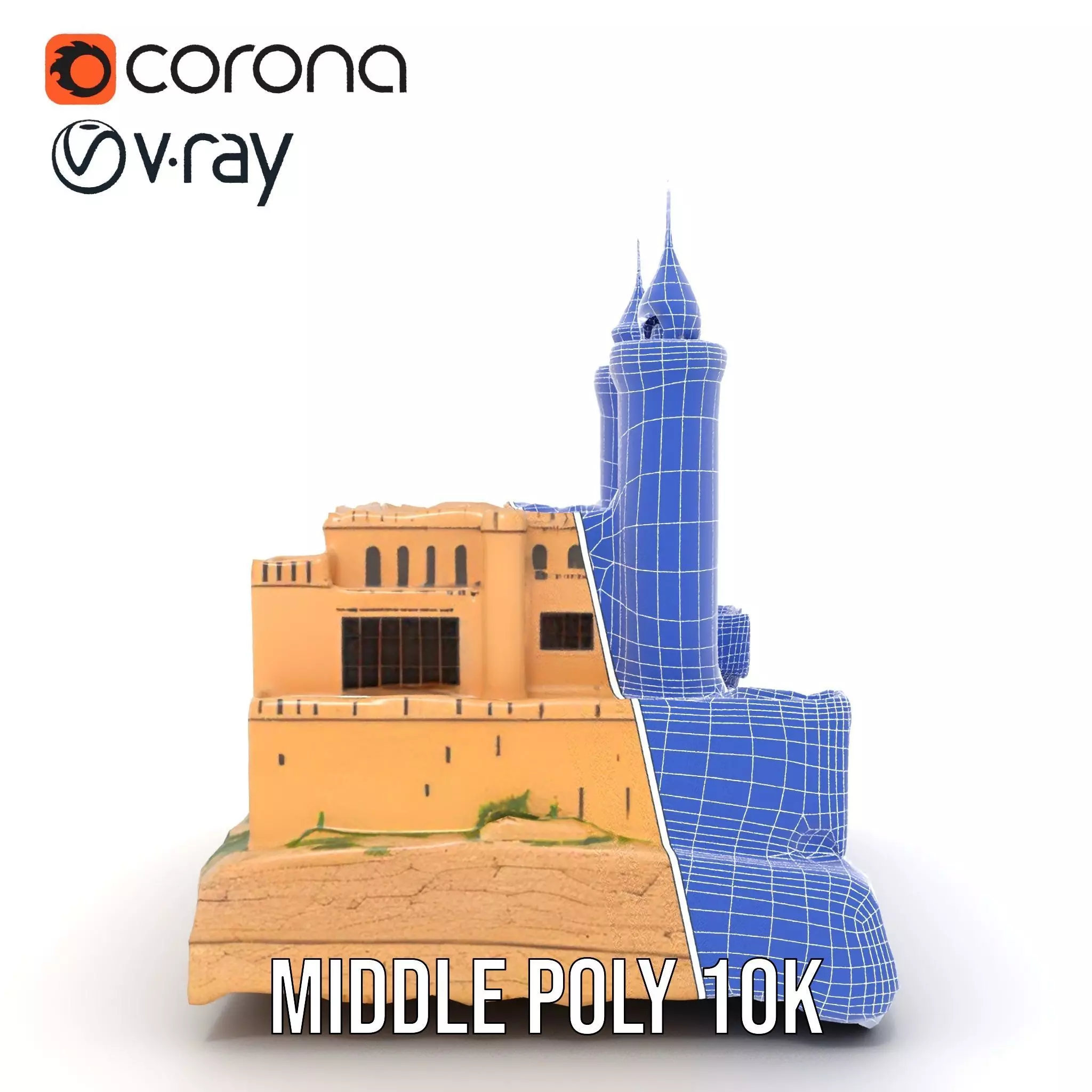 Majestic Castle Fortress model pack Low-poly 3D model_26