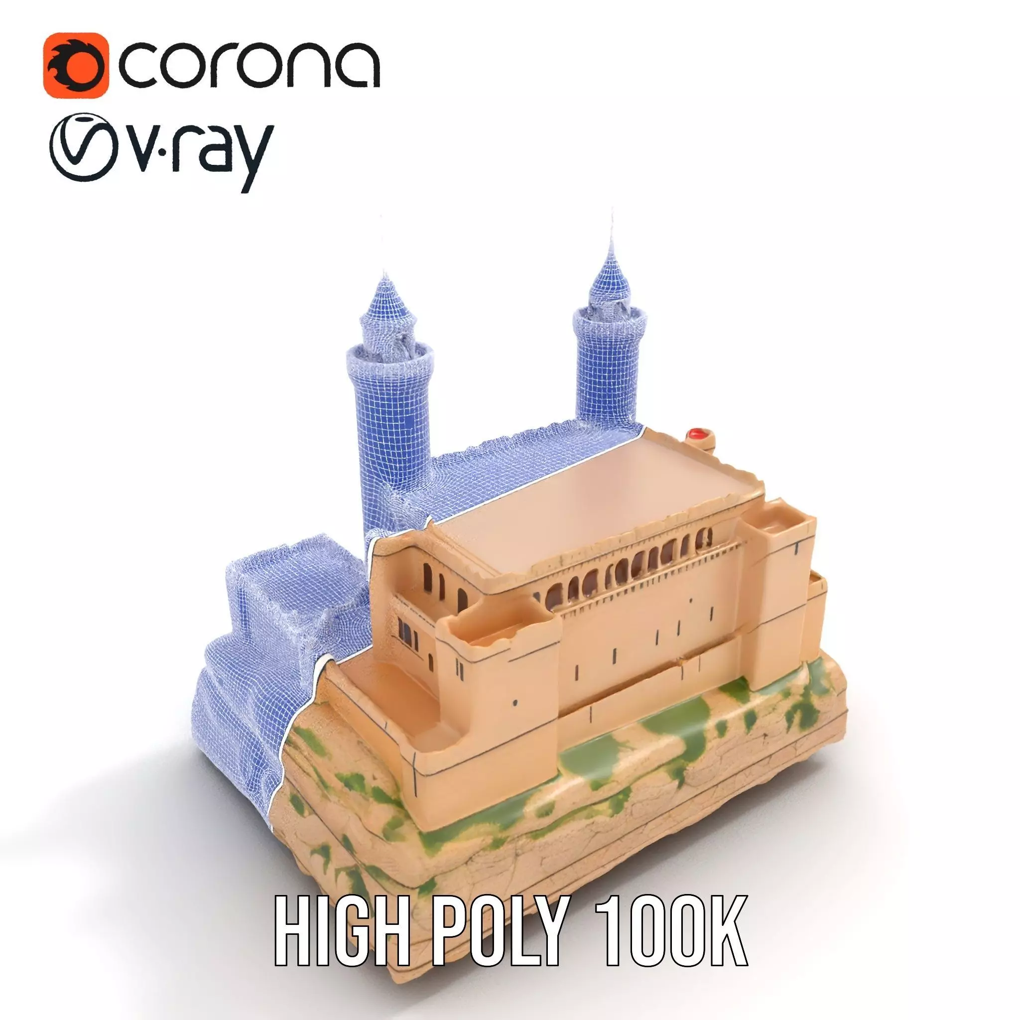 Majestic Castle Fortress model pack Low-poly 3D model_20