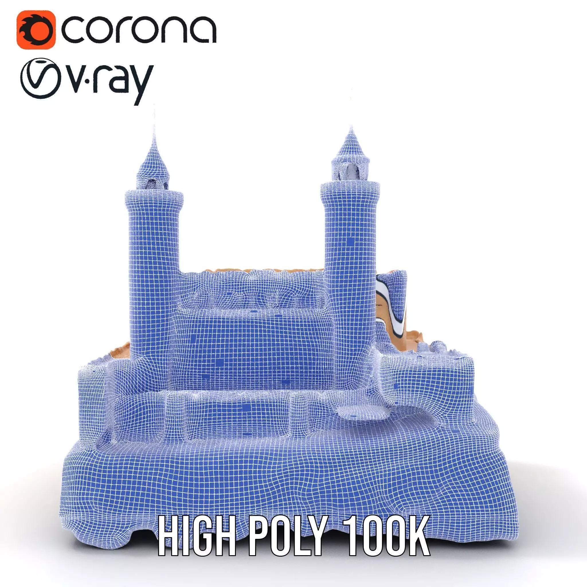 Majestic Castle Fortress model pack Low-poly 3D model_32