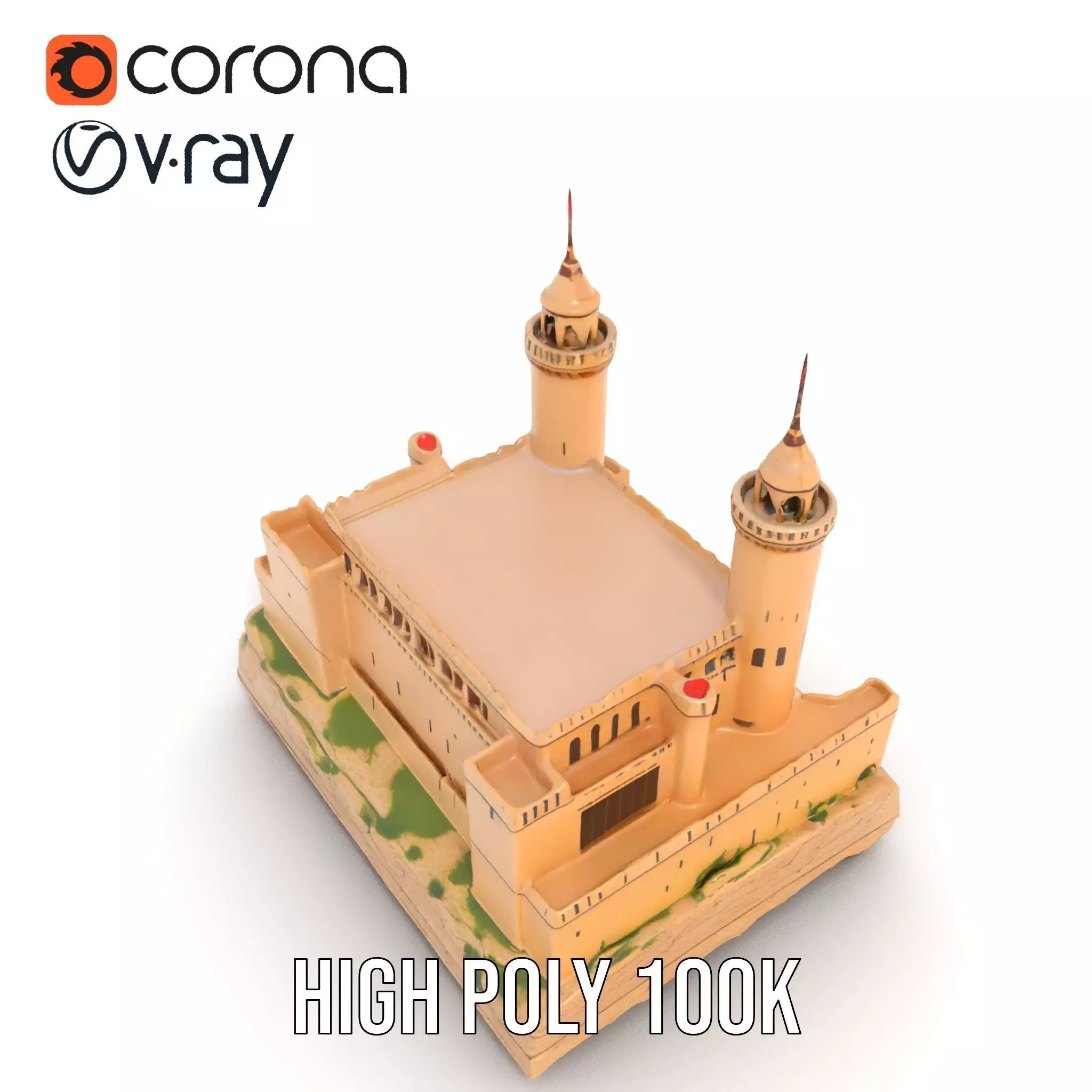 Majestic Castle Fortress model pack Low-poly 3D model_28