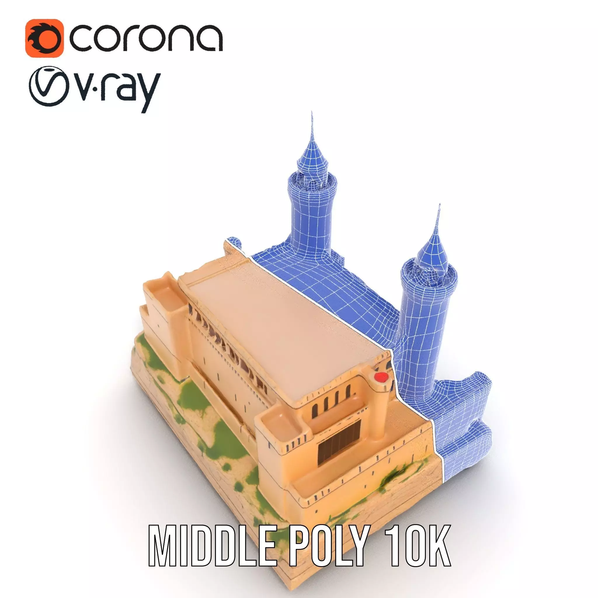Majestic Castle Fortress model pack Low-poly 3D model_29