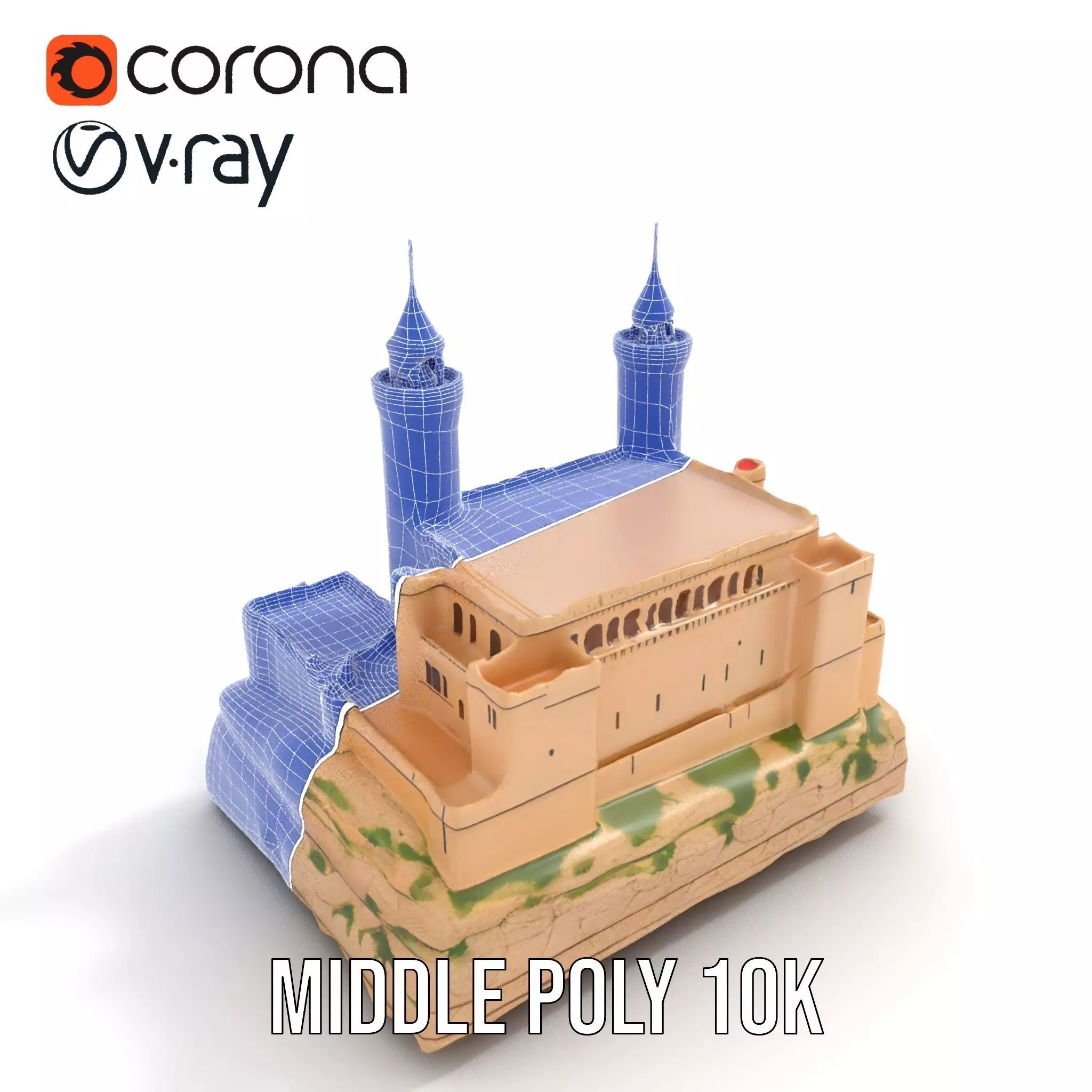 Majestic Castle Fortress model pack Low-poly 3D model_13