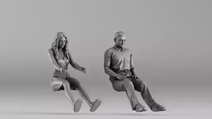 S00106 3D Printable Pair of Seated Human Figures