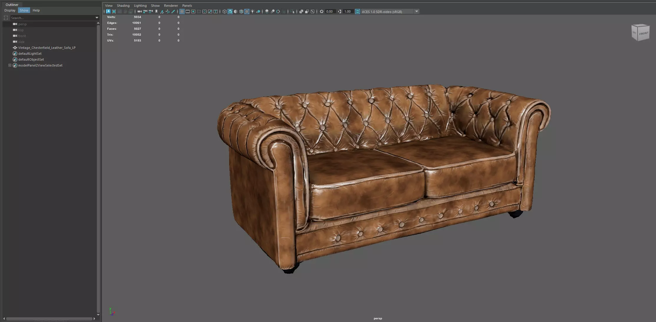 Vintage Chesterfield Leather Sofa  High-Quality 3D Model  Low-poly 3D model_9