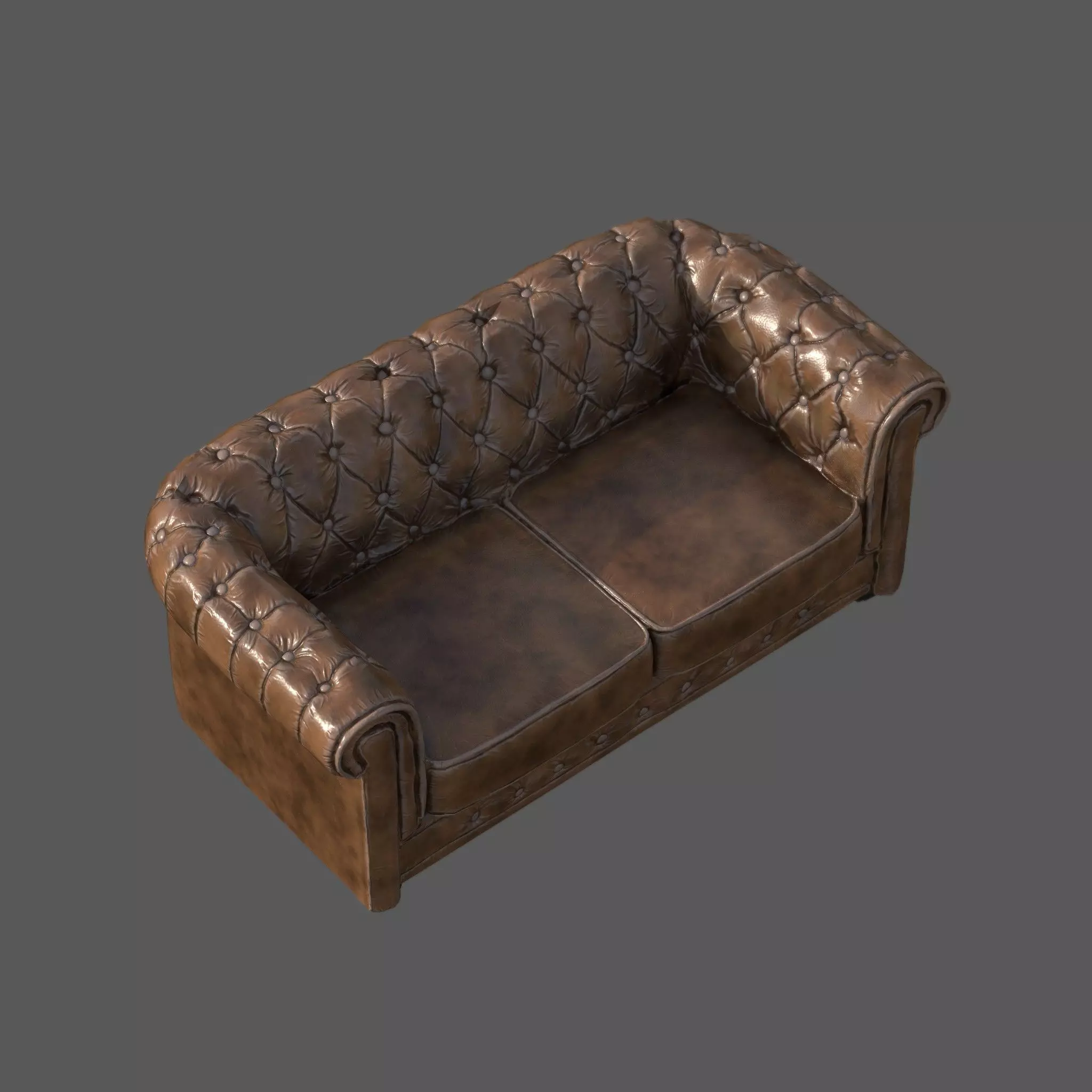 Vintage Chesterfield Leather Sofa  High-Quality 3D Model  Low-poly 3D model_4