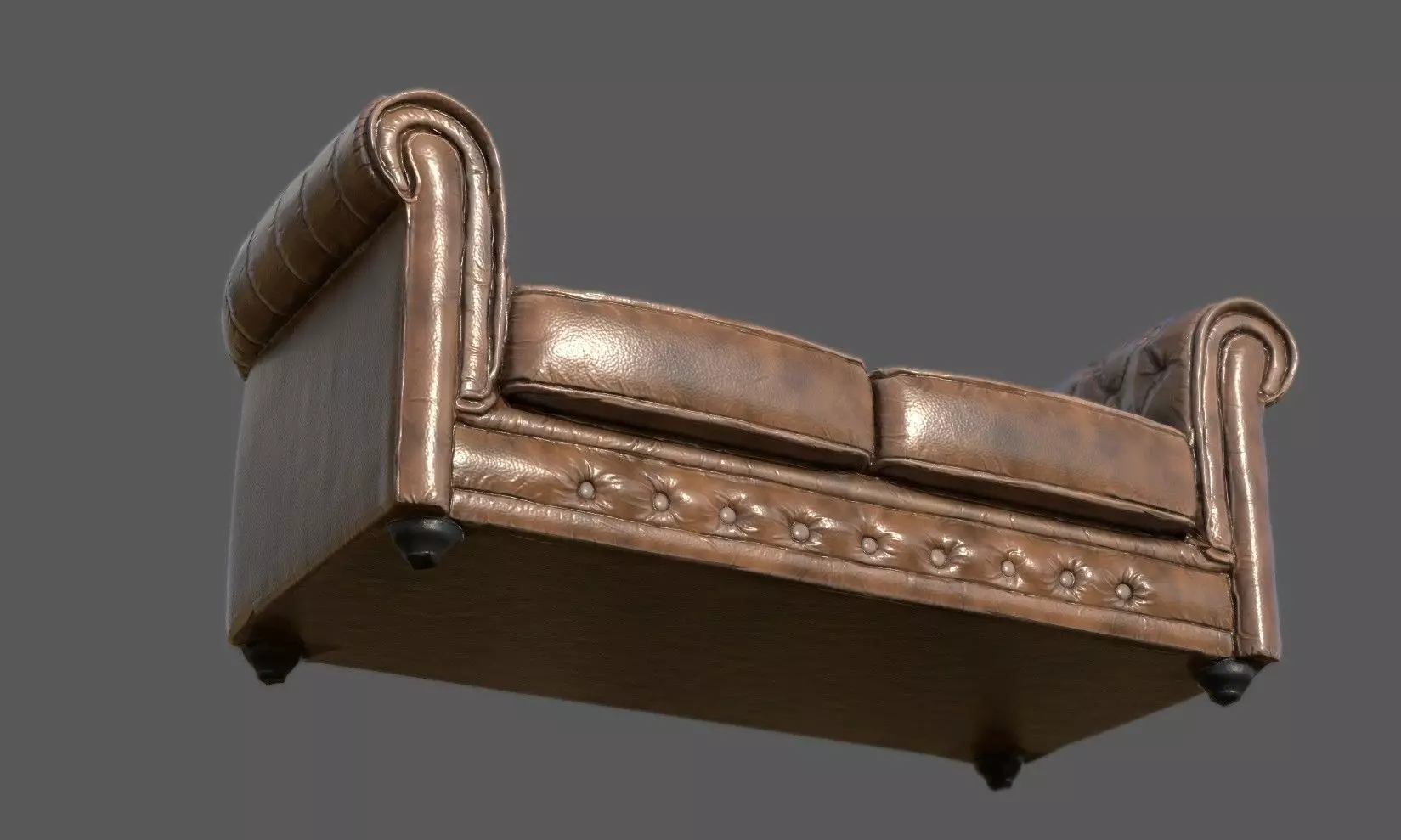 Vintage Chesterfield Leather Sofa  High-Quality 3D Model  Low-poly 3D model_2