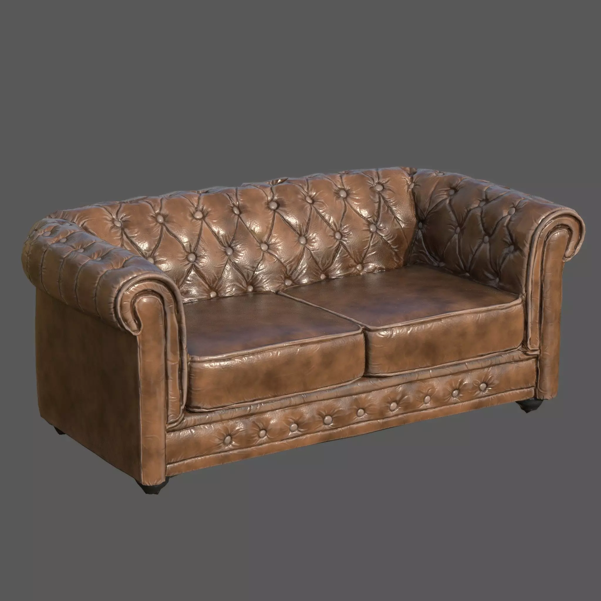 Vintage Chesterfield Leather Sofa  High-Quality 3D Model  Low-poly 3D model_12