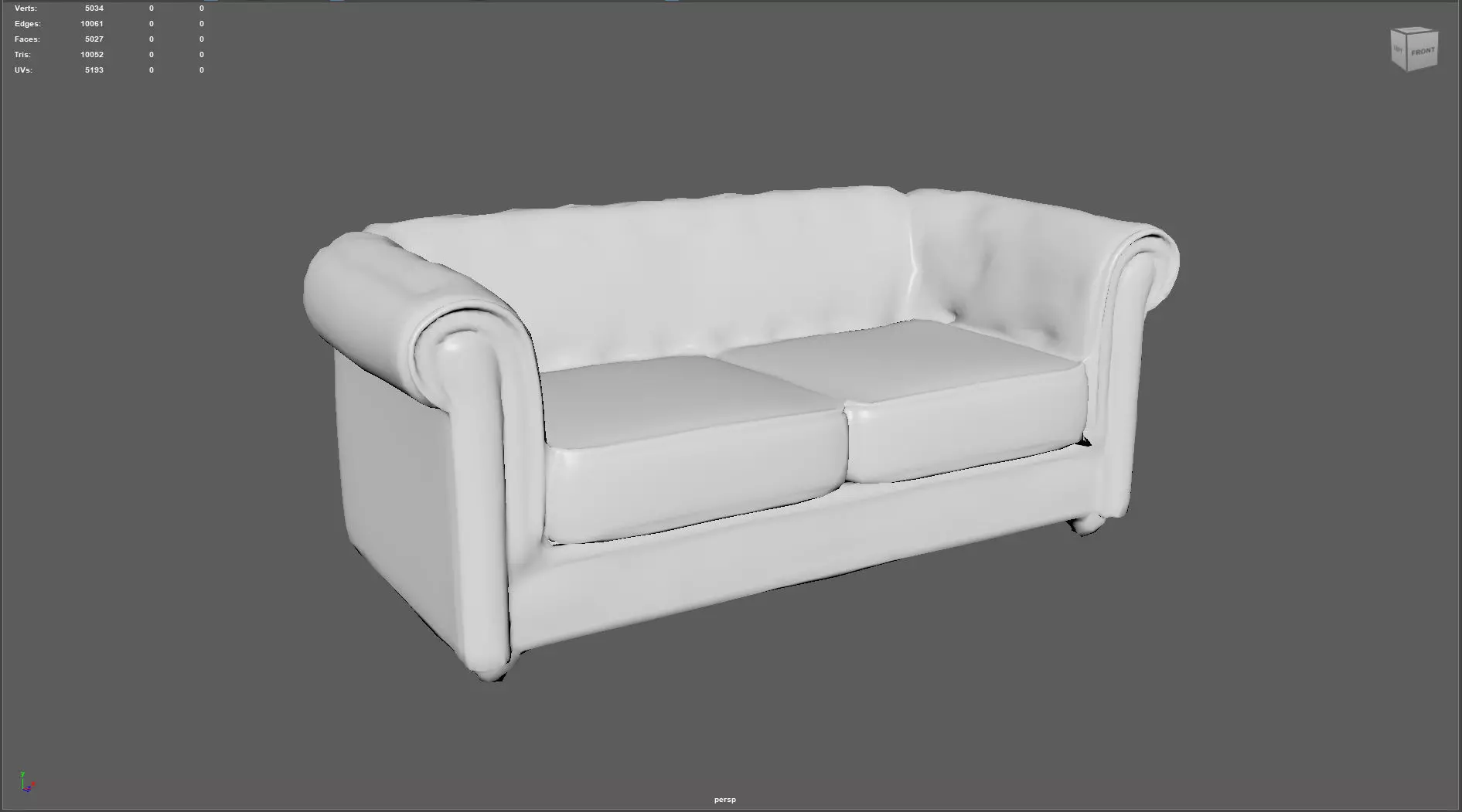 Vintage Chesterfield Leather Sofa  High-Quality 3D Model  Low-poly 3D model_5