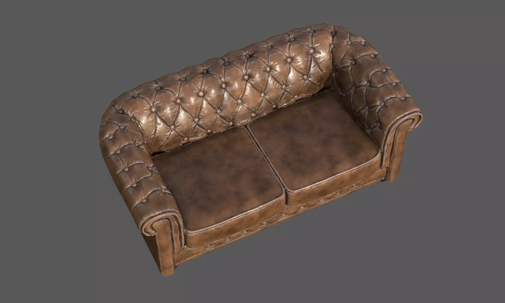 Vintage Chesterfield Leather Sofa  High-Quality 3D Model  Low-poly 3D model_3