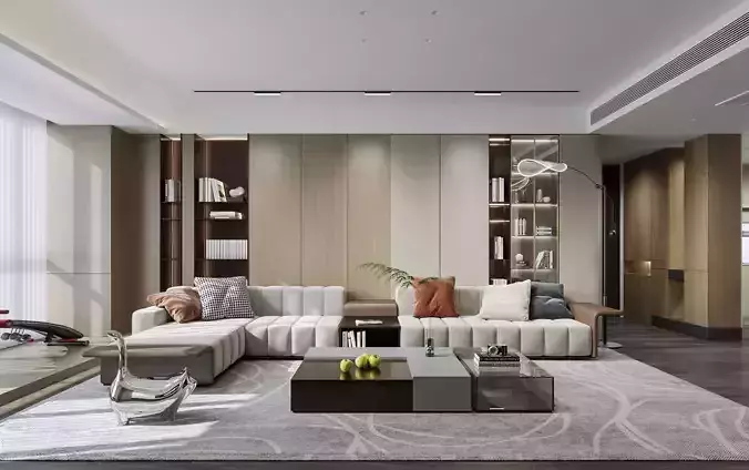 Modern living room dining room interior scenes 442