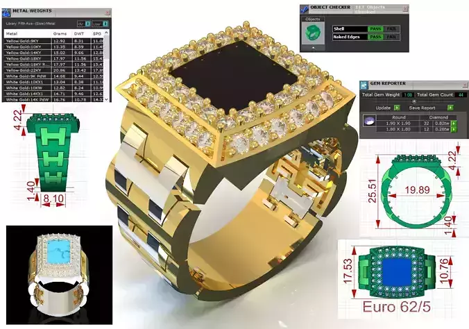 Stl 3dm Ring Mens Signet Ring with Black Onyx ror0060