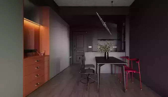 Modern living room dining room interior scenes 445