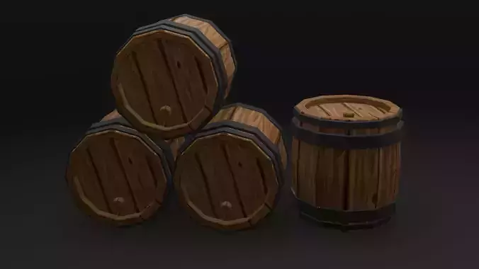 Medieval Barrel Low Poly