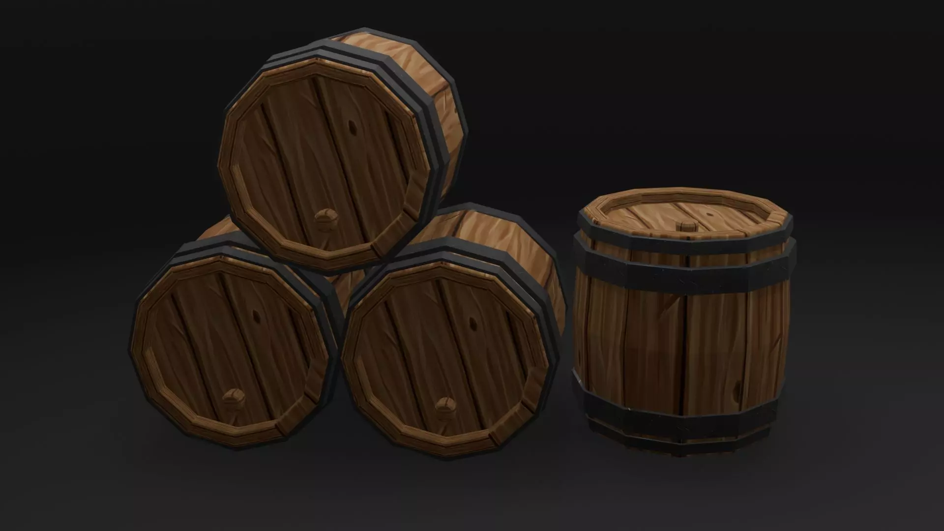 Medieval Barrel Low Poly Low-poly 3D model_0