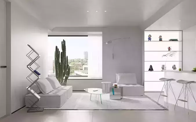 Modern living room dining room interior scenes 448