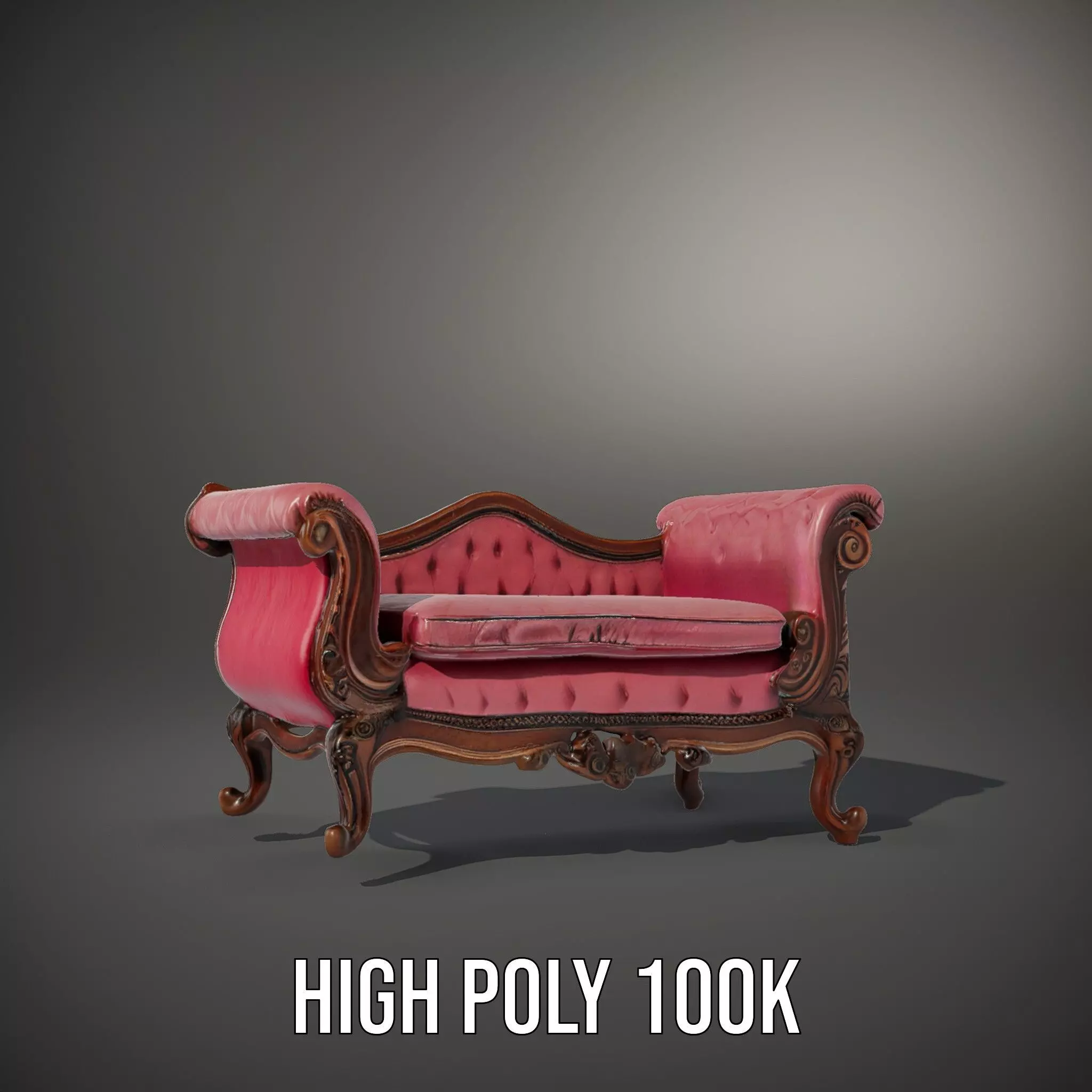 Victorian Pink Chaise model pack Low-poly 3D model_8