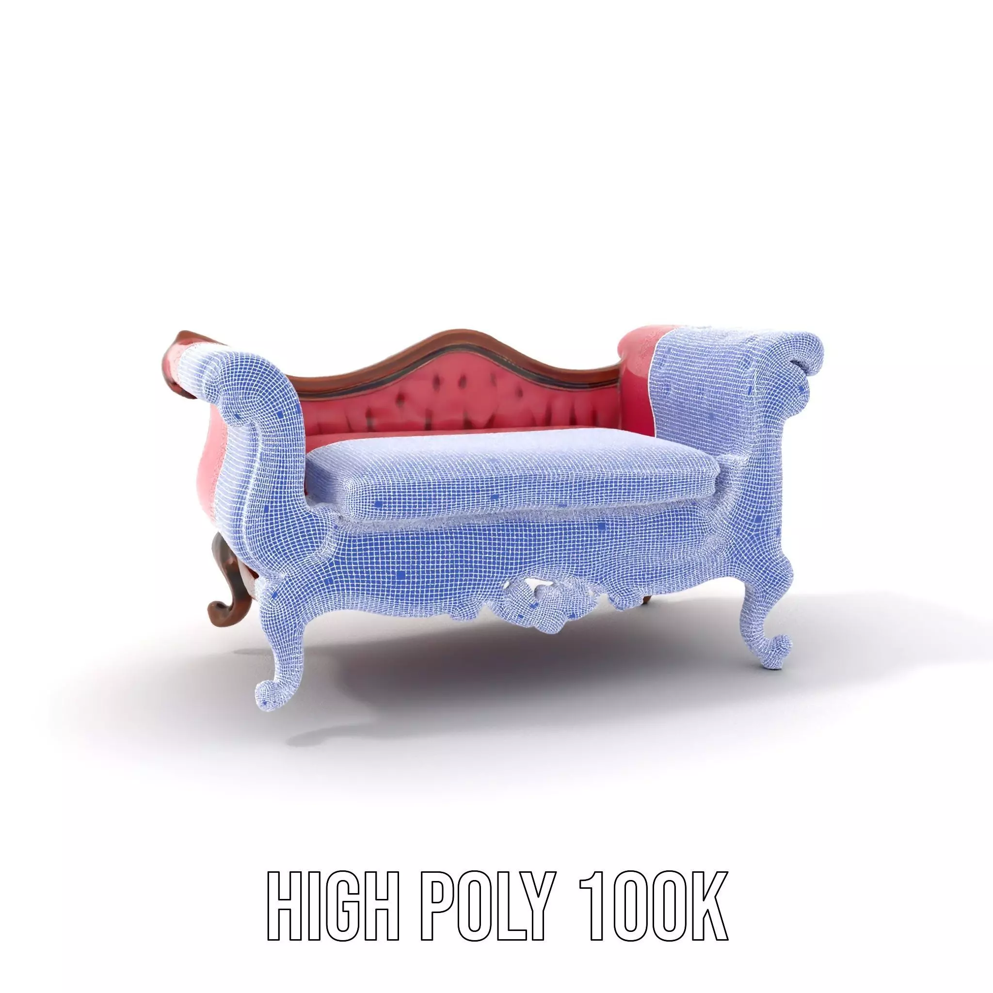 Victorian Pink Chaise model pack Low-poly 3D model_4