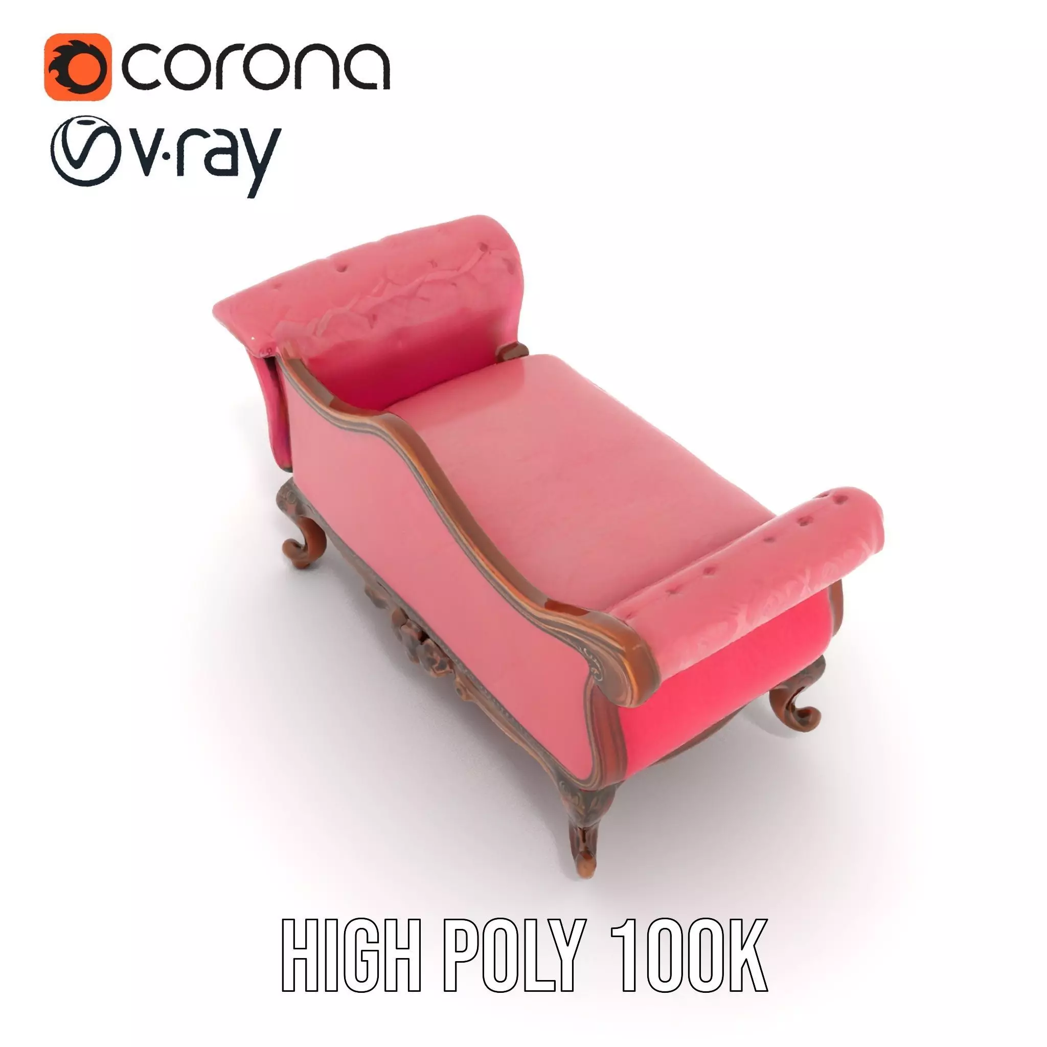 Victorian Pink Chaise model pack Low-poly 3D model_17