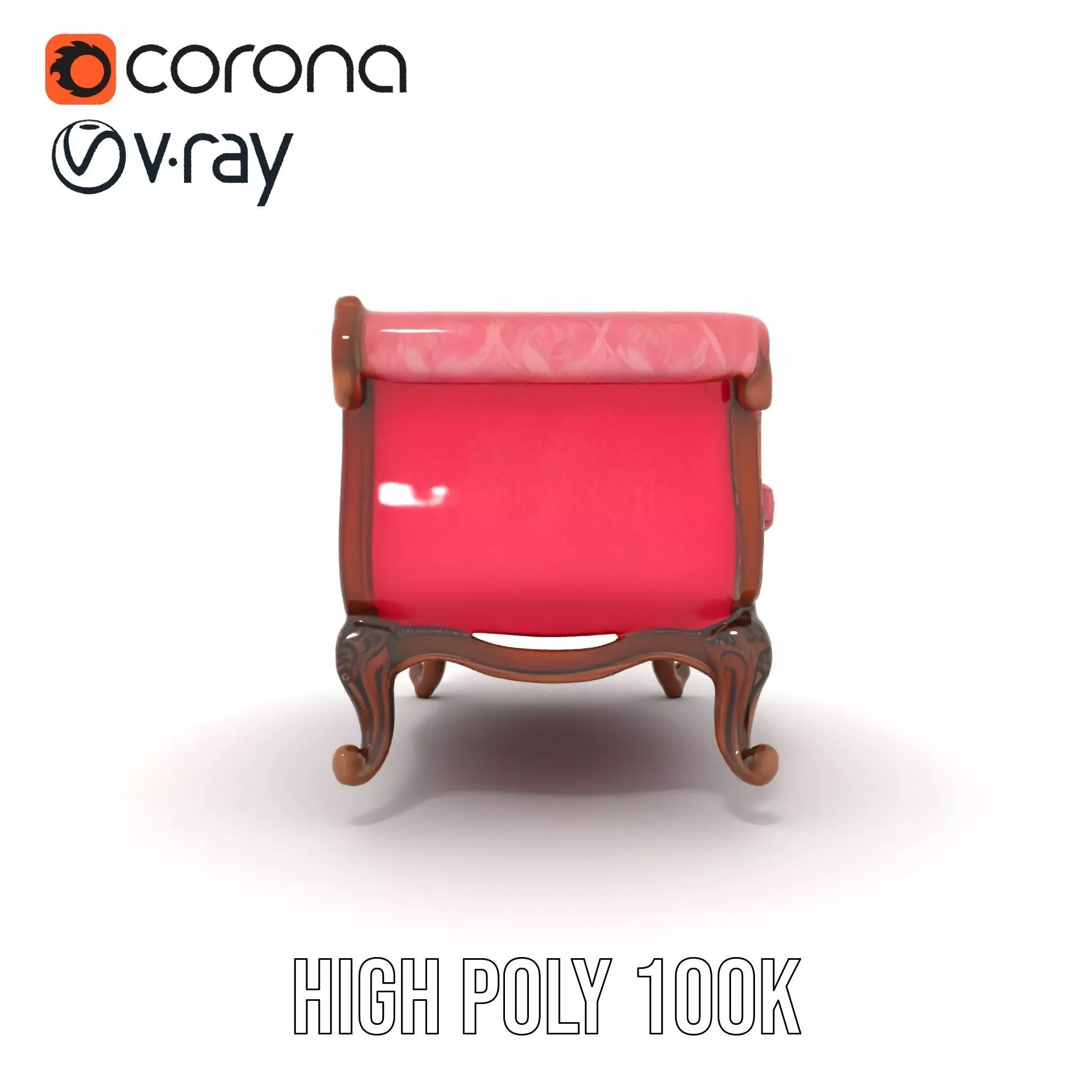 Victorian Pink Chaise model pack Low-poly 3D model_33