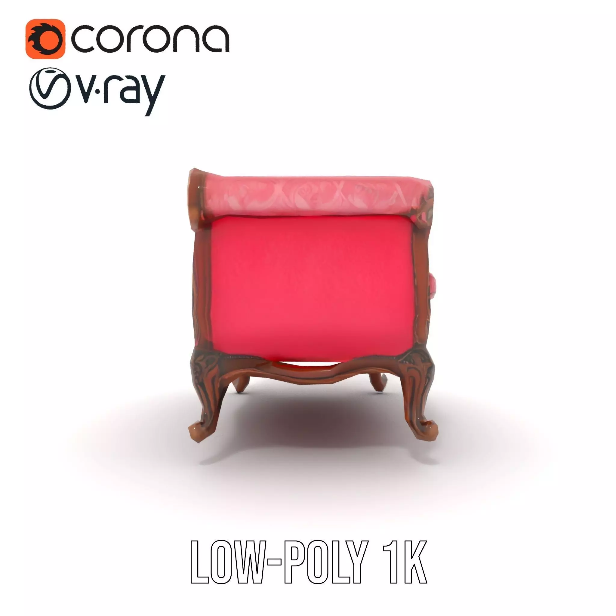 Victorian Pink Chaise model pack Low-poly 3D model_9