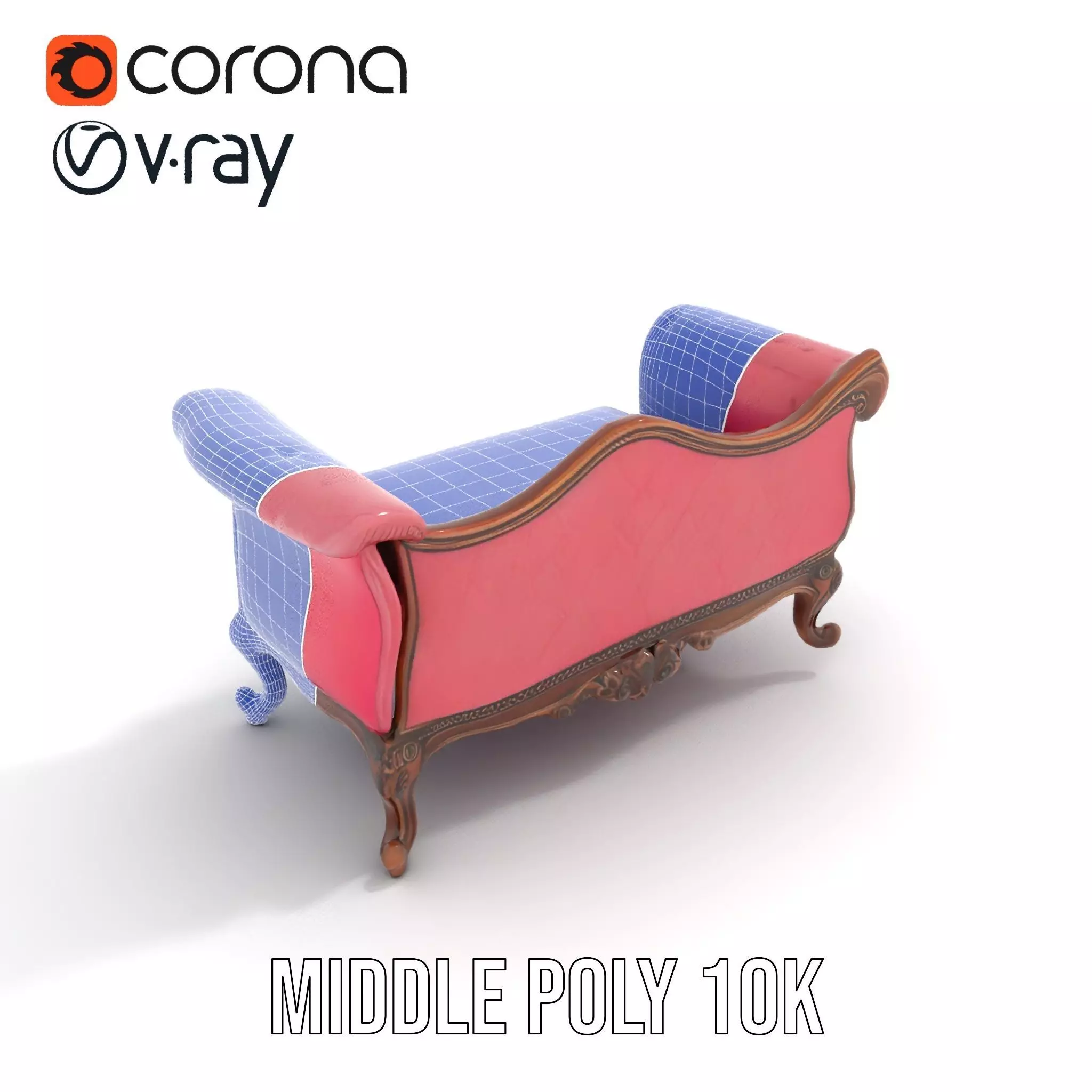 Victorian Pink Chaise model pack Low-poly 3D model_24