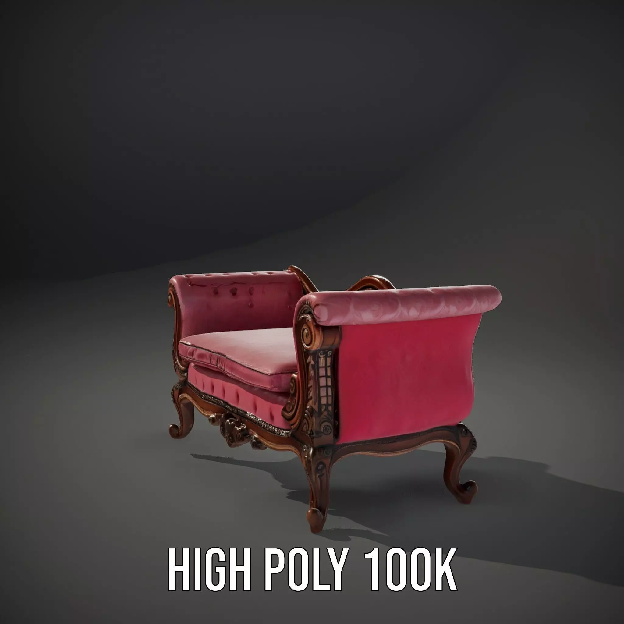 Victorian Pink Chaise model pack Low-poly 3D model_10