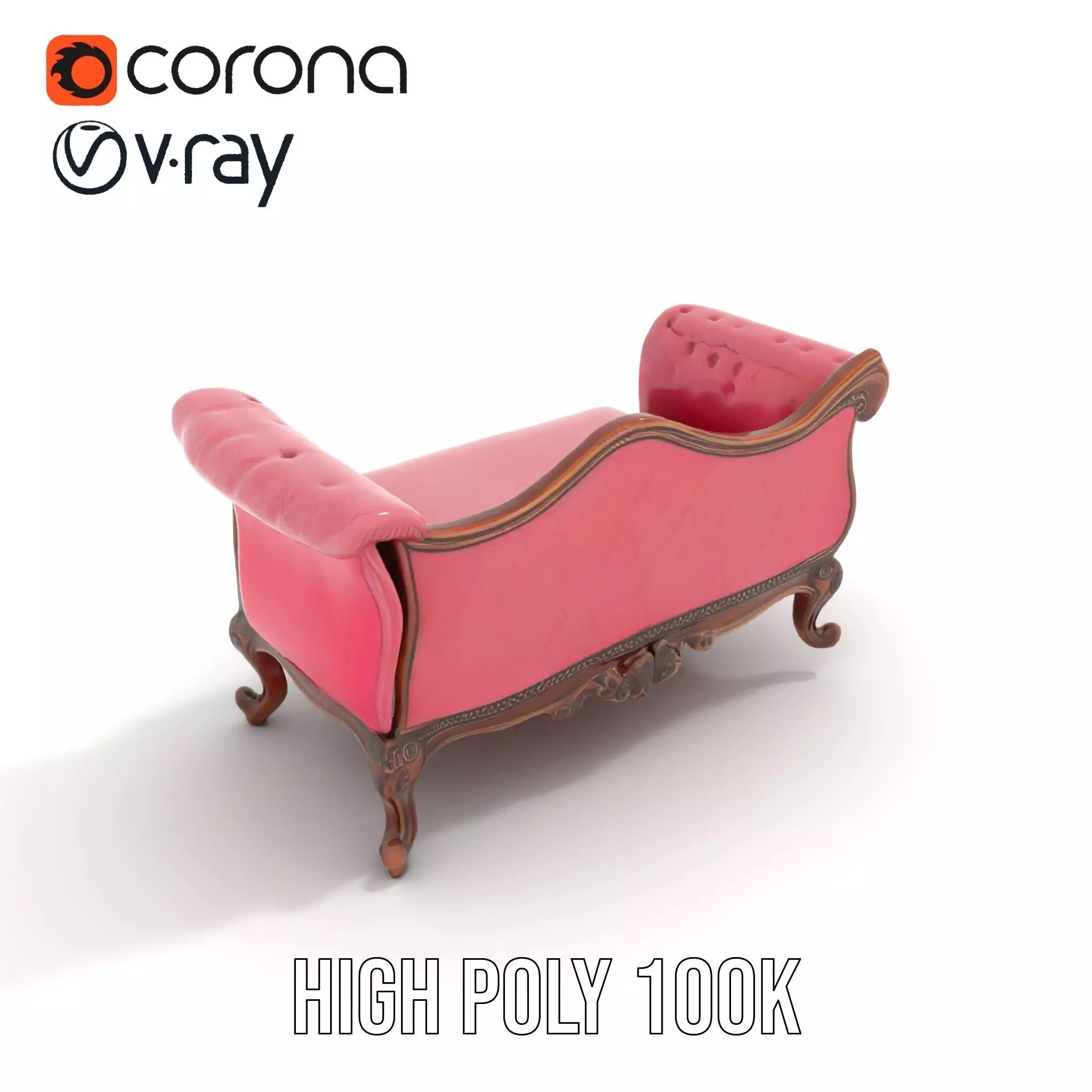 Victorian Pink Chaise model pack Low-poly 3D model_23