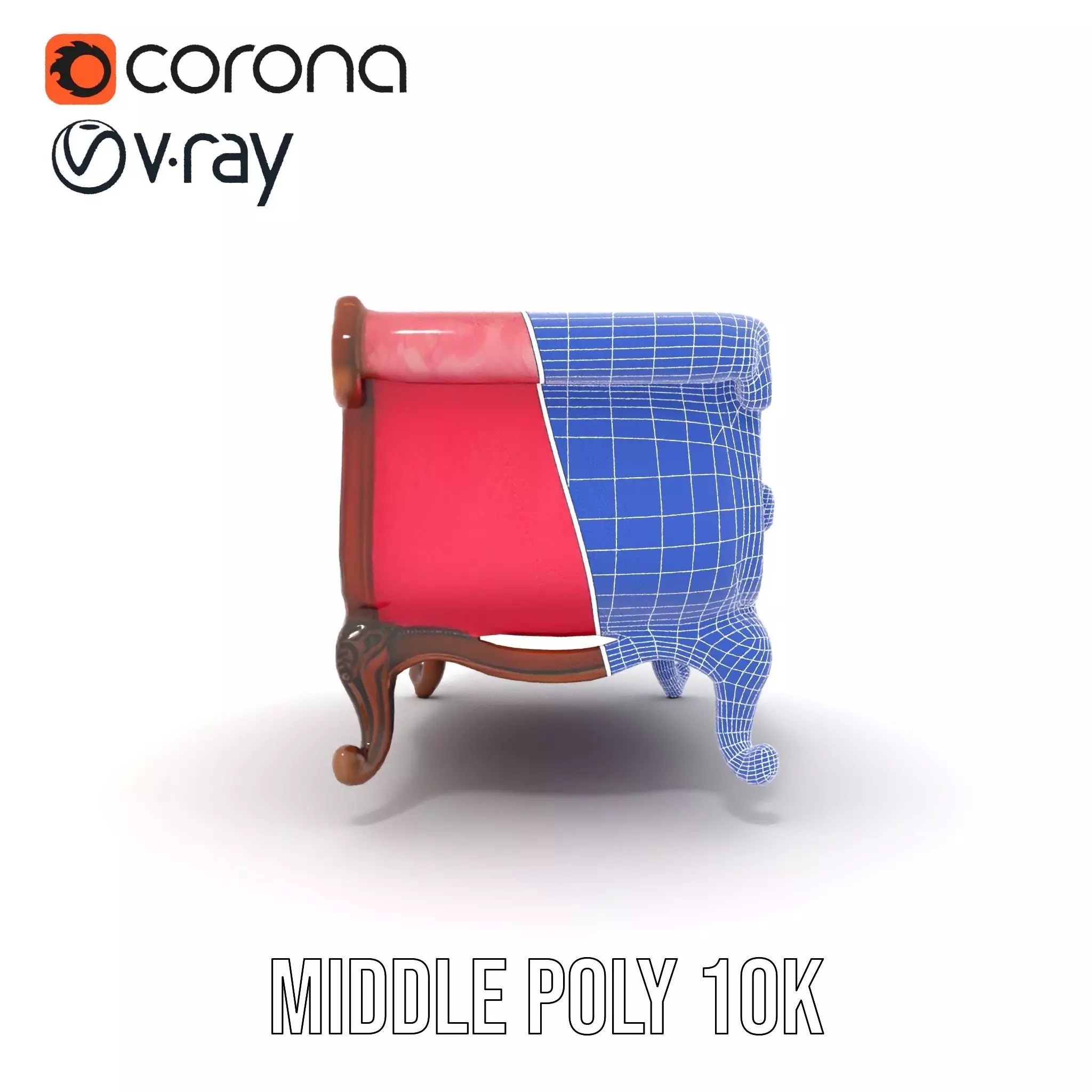 Victorian Pink Chaise model pack Low-poly 3D model_29