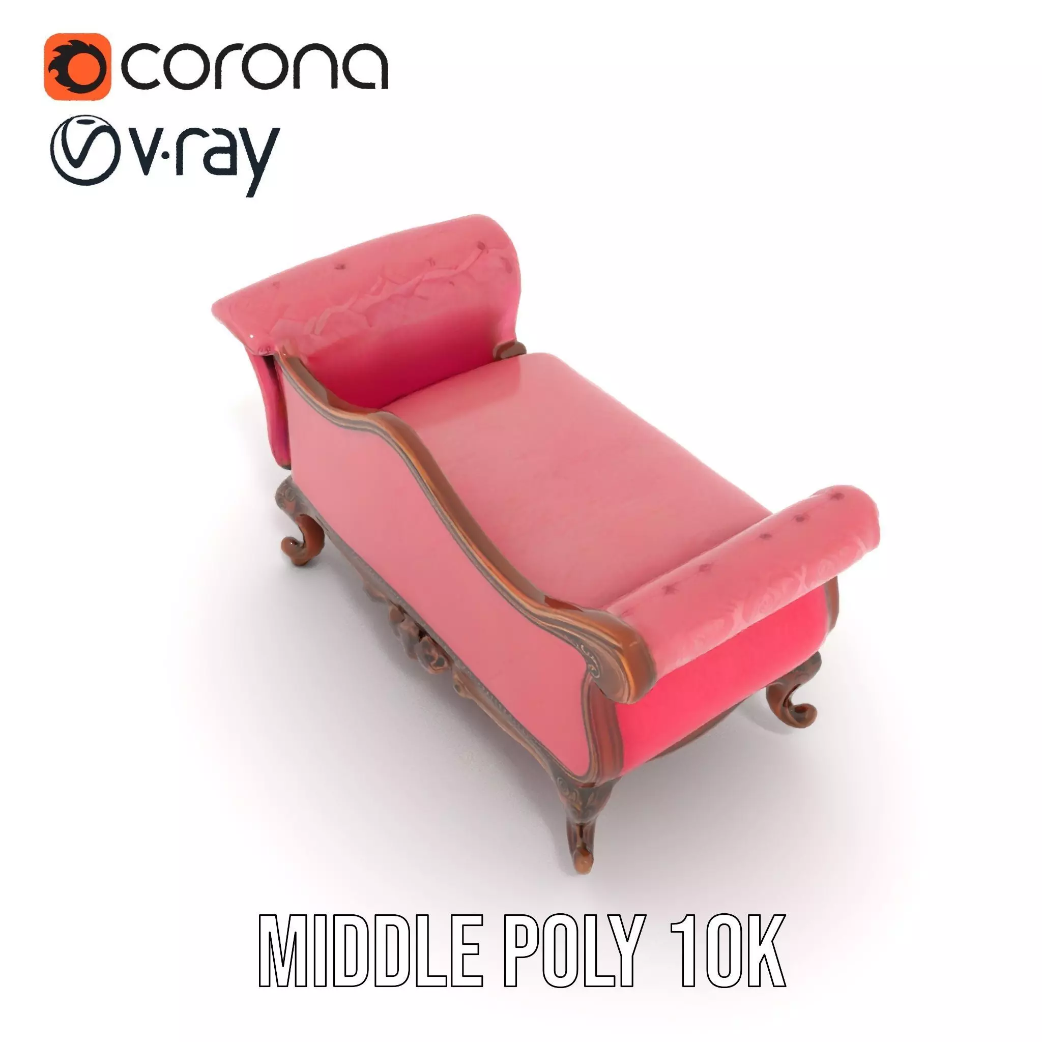 Victorian Pink Chaise model pack Low-poly 3D model_6