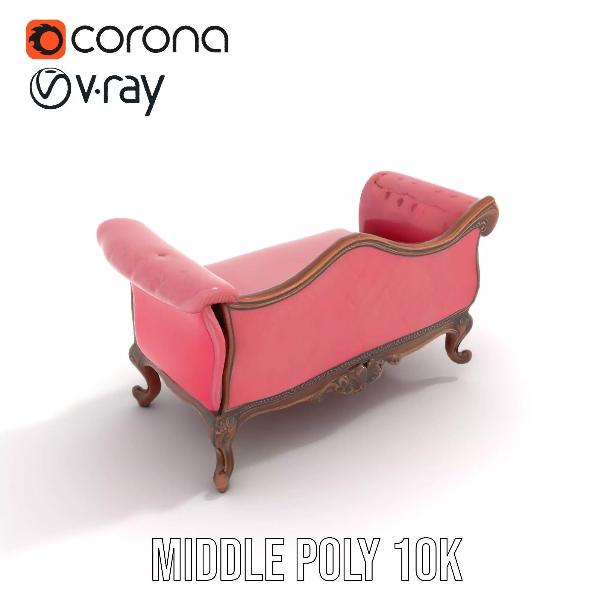 Victorian Pink Chaise model pack Low-poly 3D model_5