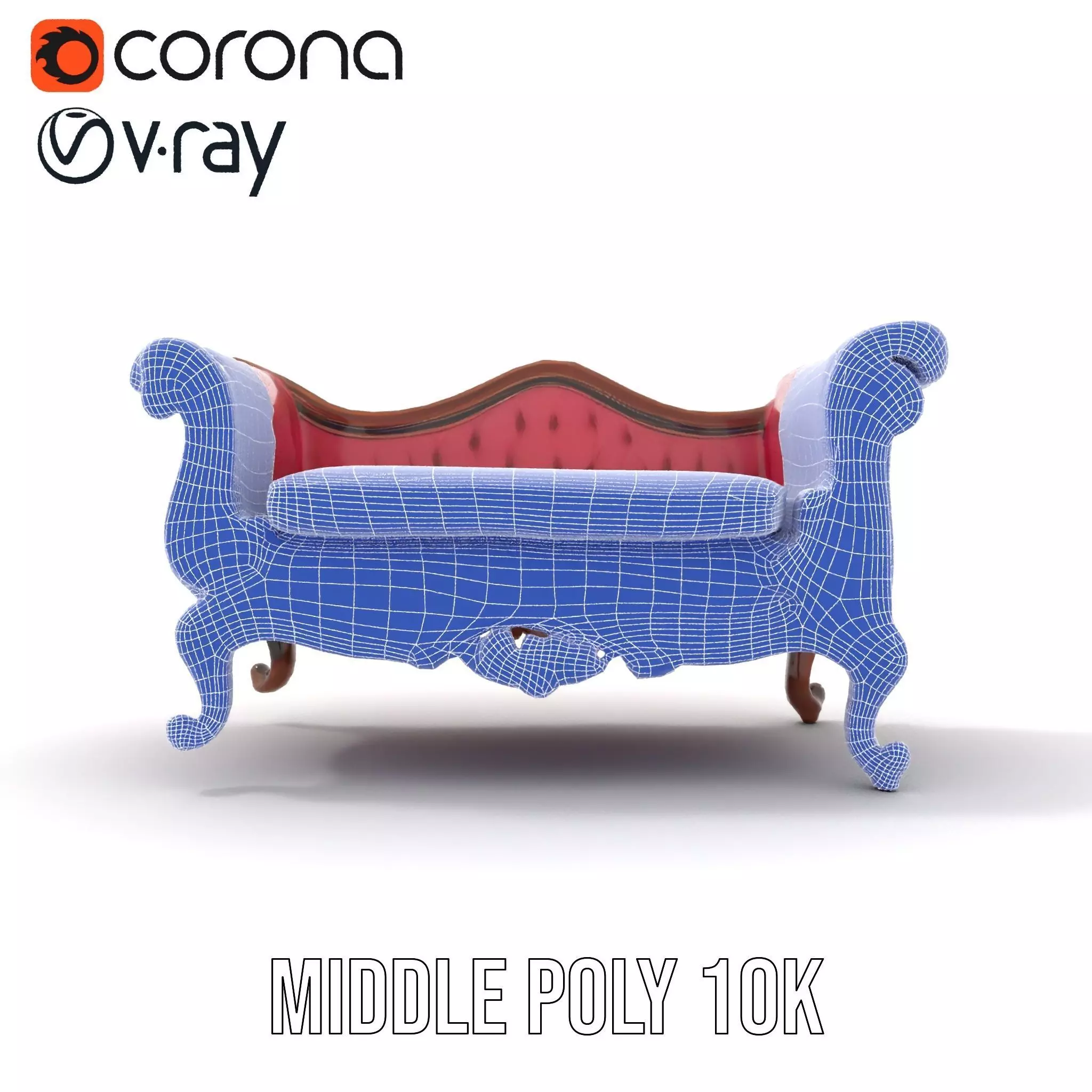 Victorian Pink Chaise model pack Low-poly 3D model_27