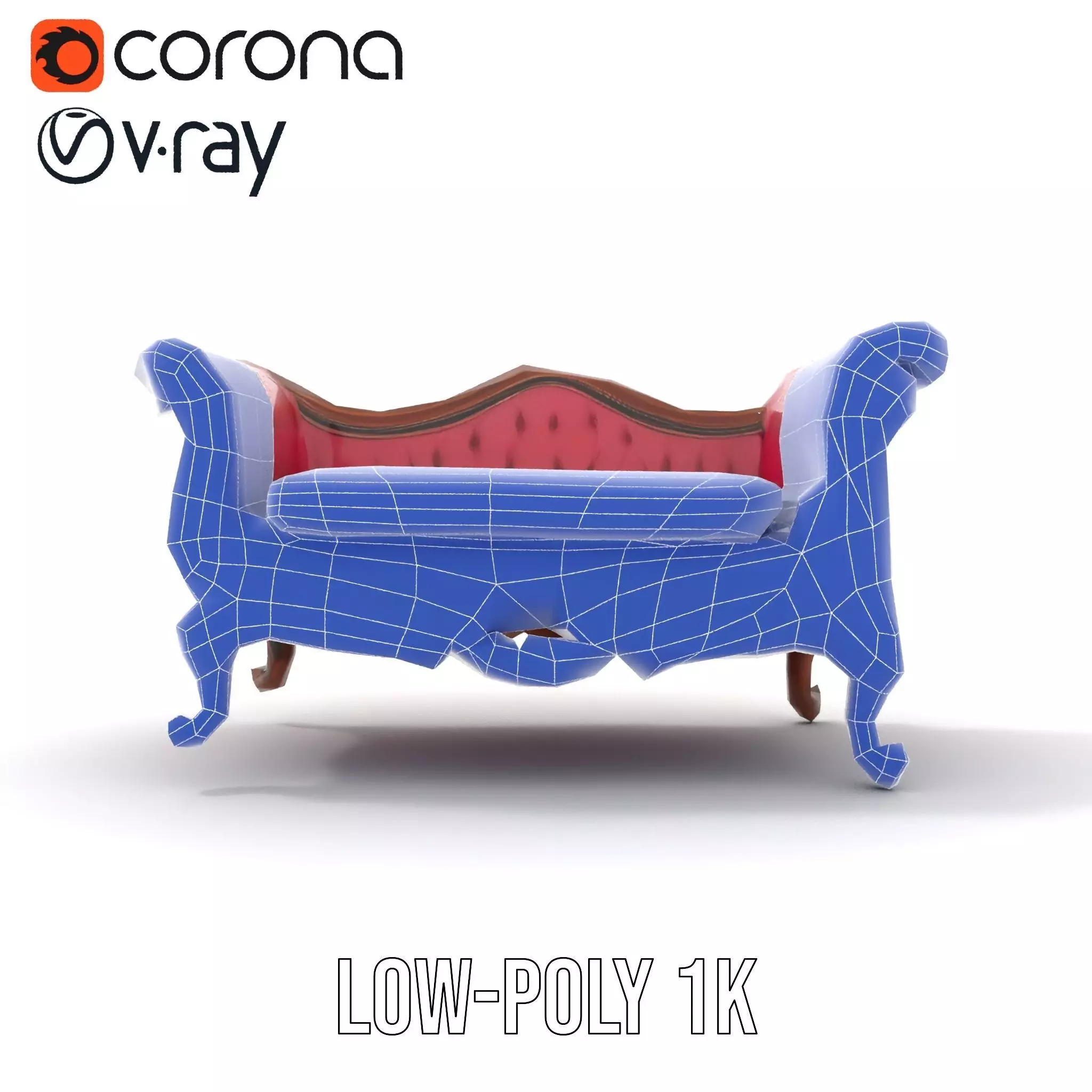 Victorian Pink Chaise model pack Low-poly 3D model_22
