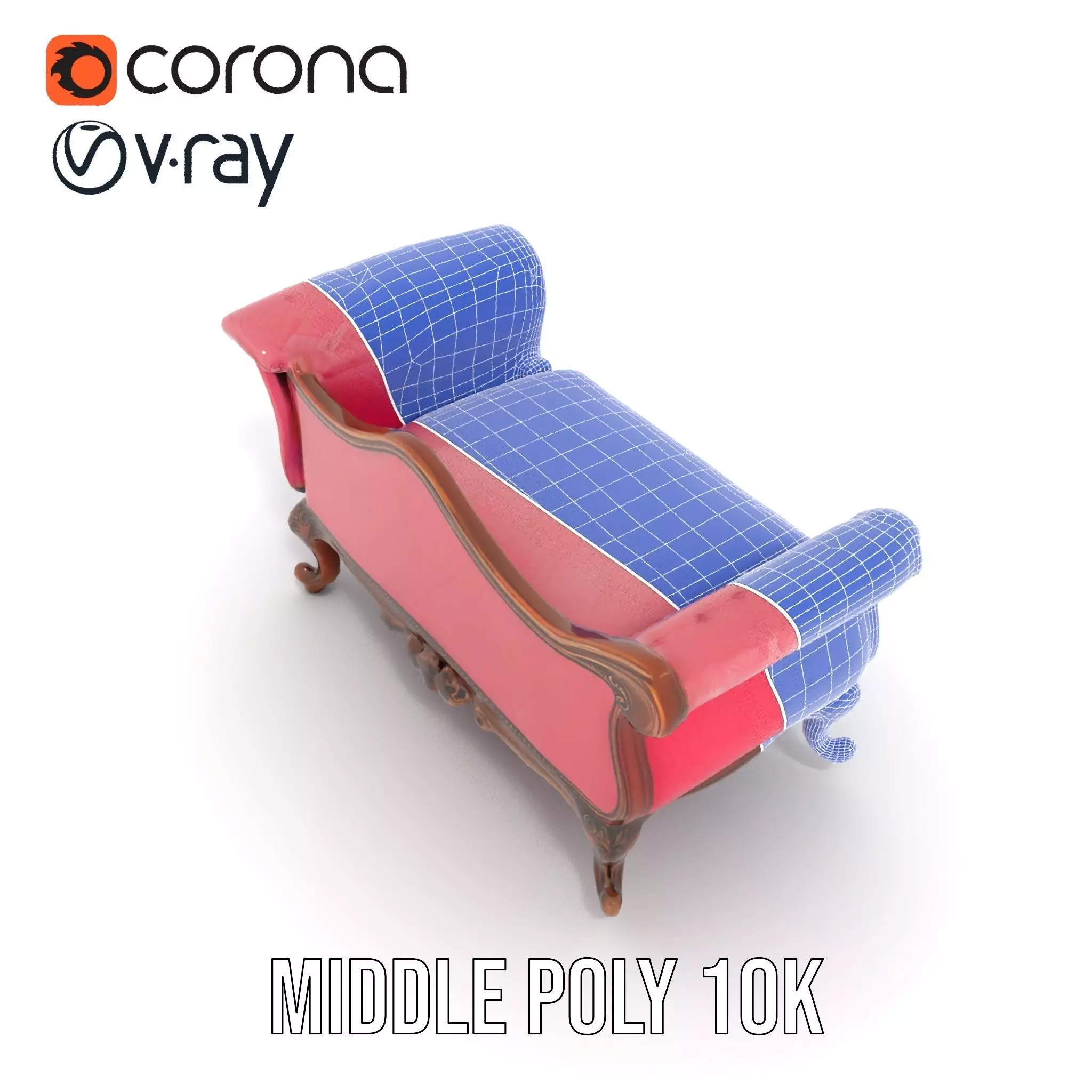 Victorian Pink Chaise model pack Low-poly 3D model_21