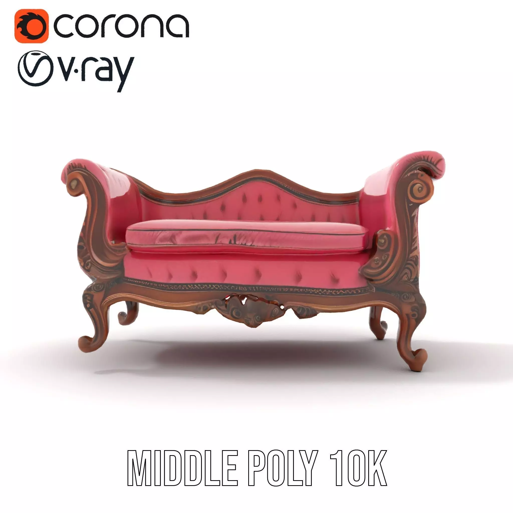 Victorian Pink Chaise model pack Low-poly 3D model_11
