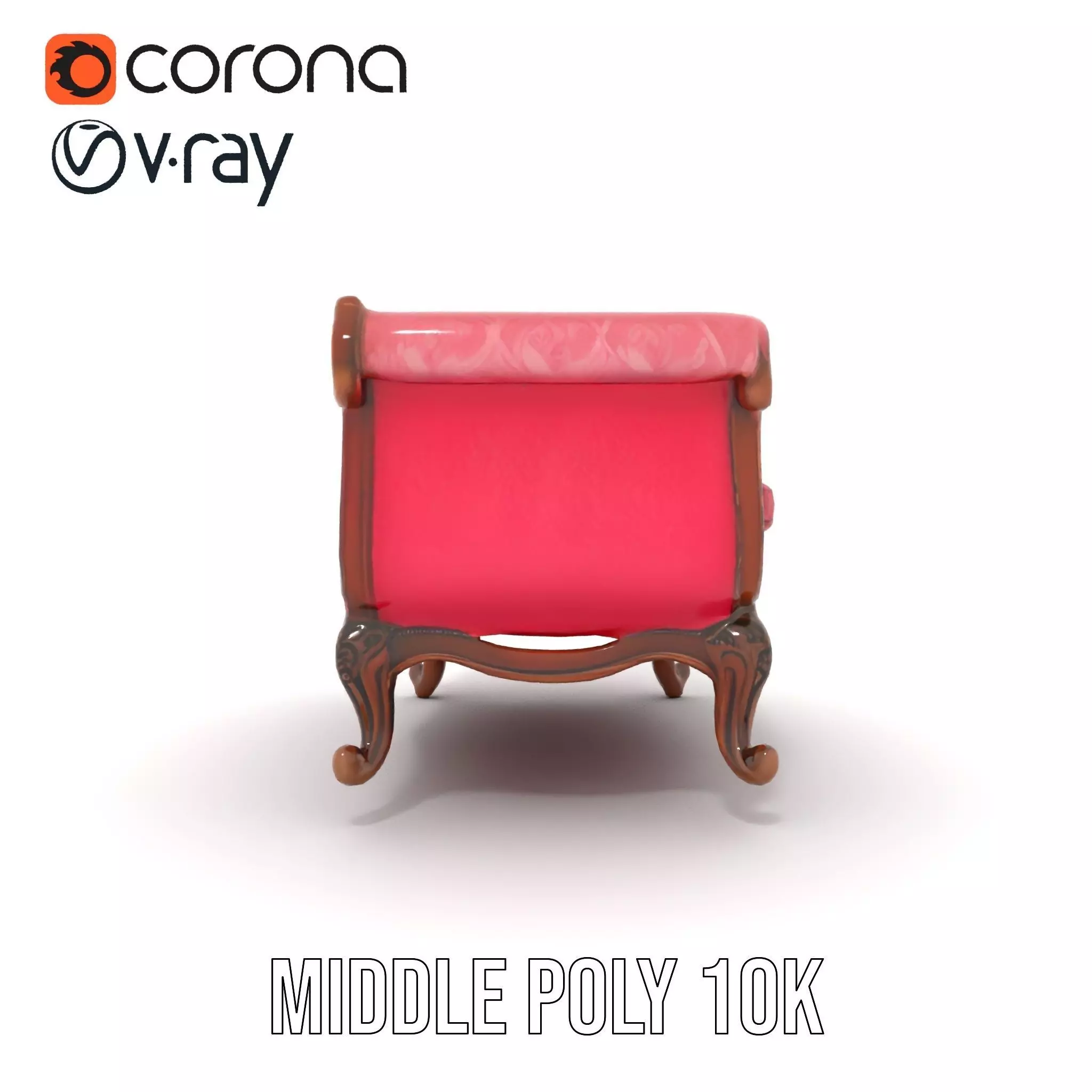 Victorian Pink Chaise model pack Low-poly 3D model_13