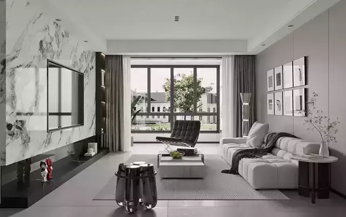 Modern living room dining room interior scenes 450