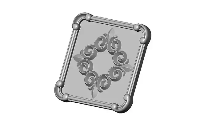 Square scroll eternity floral ornament rosette carving 3D print model