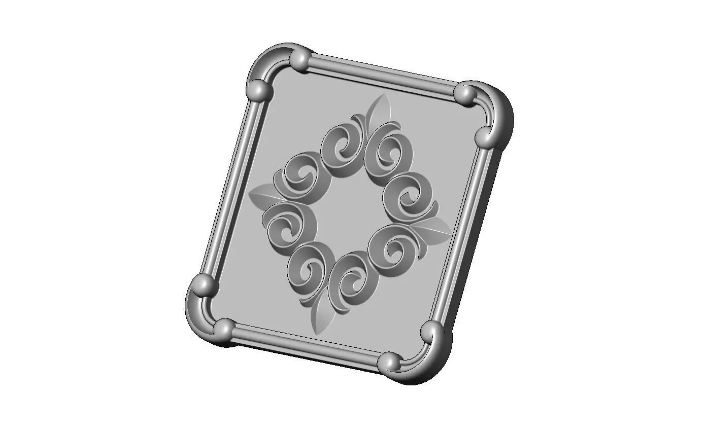 Square scroll eternity floral ornament rosette carving 3D print model