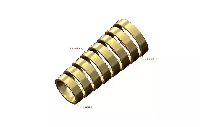 5mm wide flat comfort fit wedding band US sizes 5to12 3D print model
