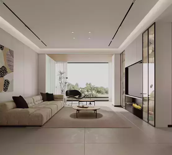 Modern living room dining room interior scenes 452