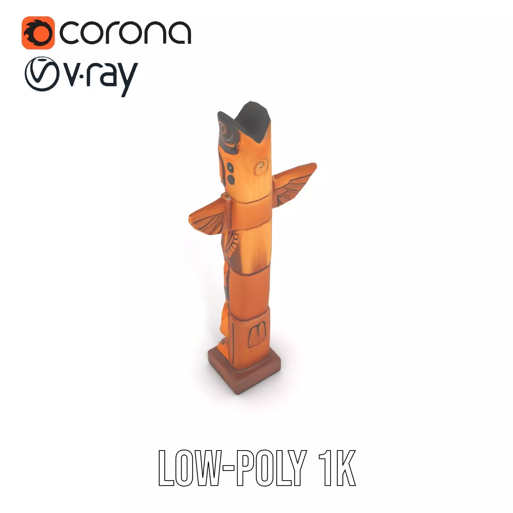 Wooden Totem Sculpture model pack Low-poly 3D model_18