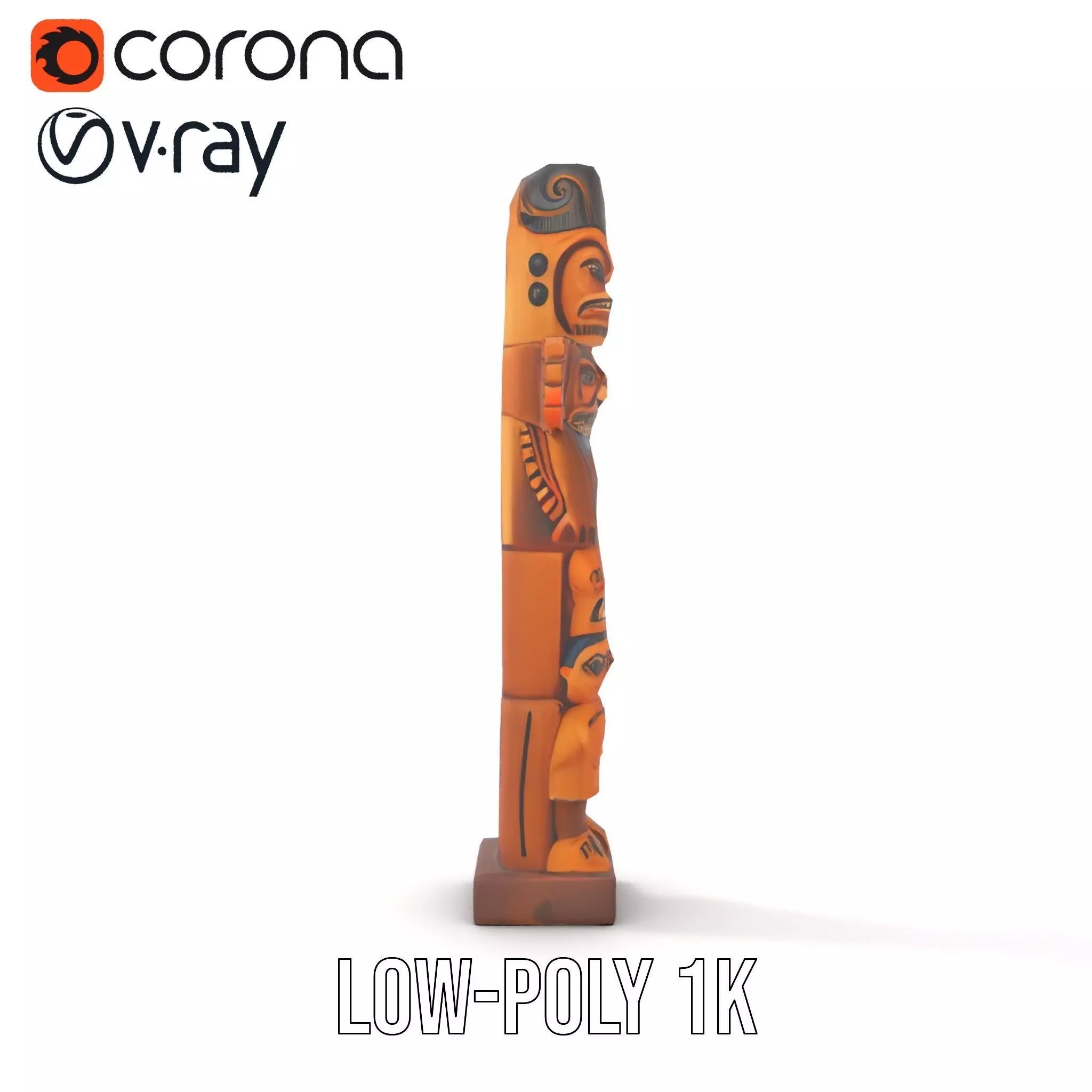 Wooden Totem Sculpture model pack Low-poly 3D model_20